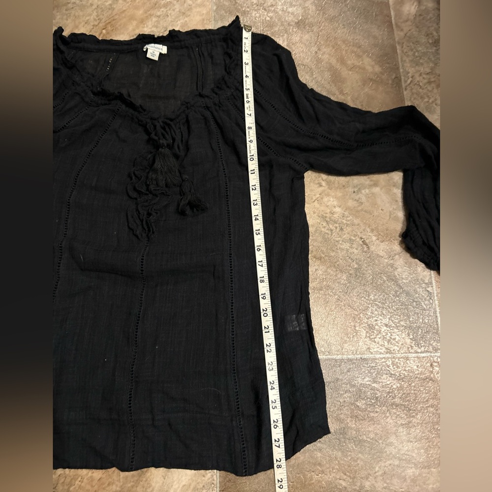 Sundance Black Gauzy Peasant Tunic Top - Picture 10 of 10